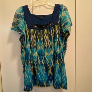 Beaded Blue and Yellow Blouse